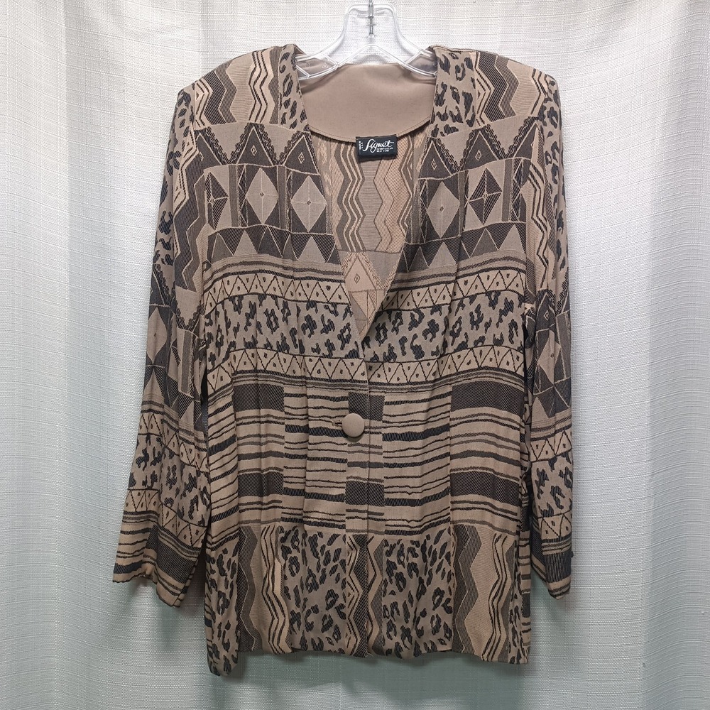Vtg 80s Signet Sportswear Women's M Brown‎ Leopard Print Blazer USA Union Made